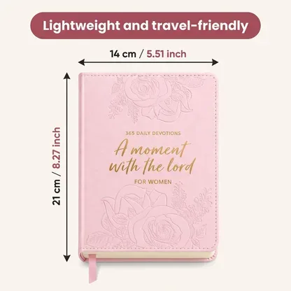 Measure lines showing the height and width of the pink devotional