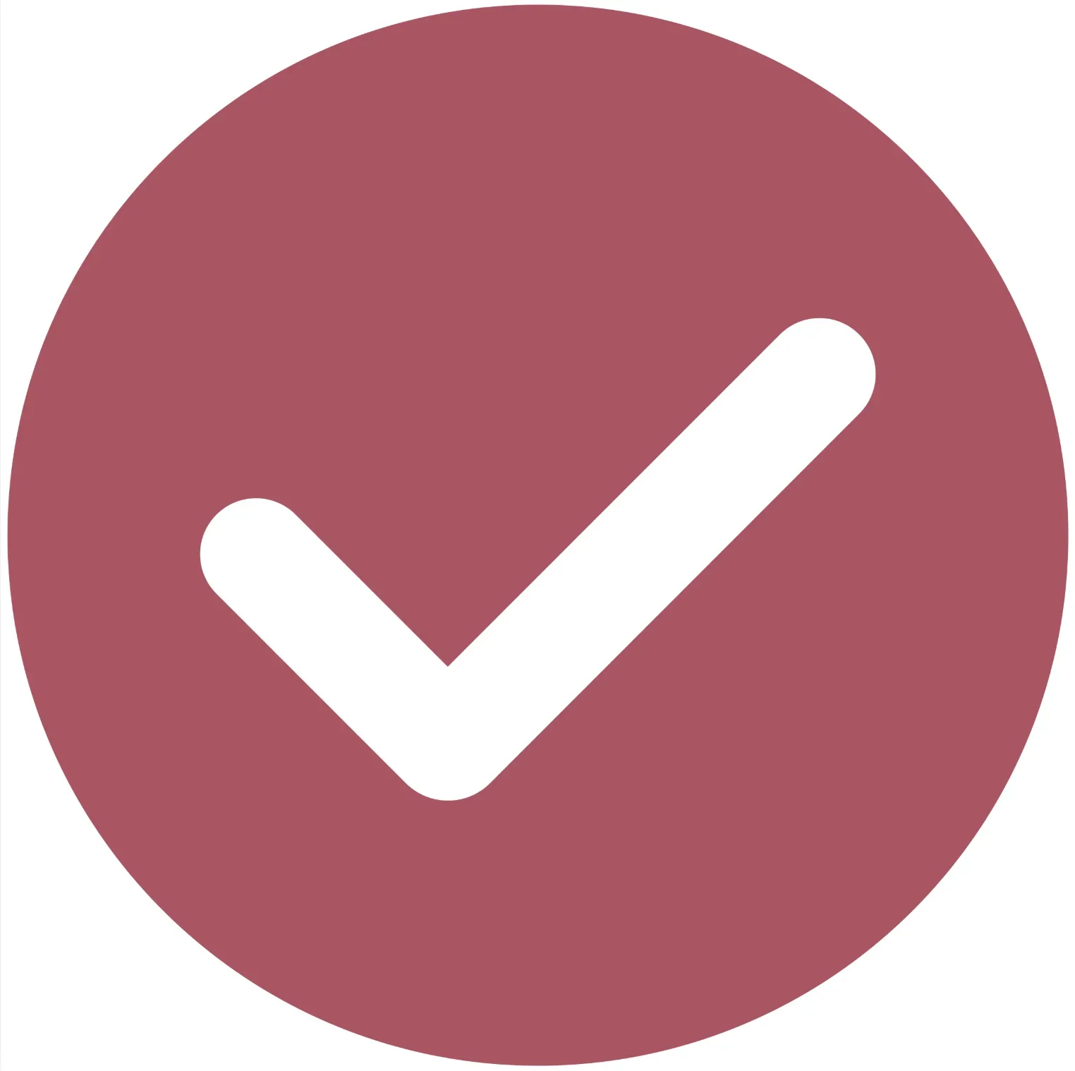 Rose circle with a white check mark in the center