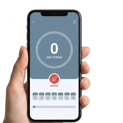 A phone showing a devotional app that tracks a daily streak