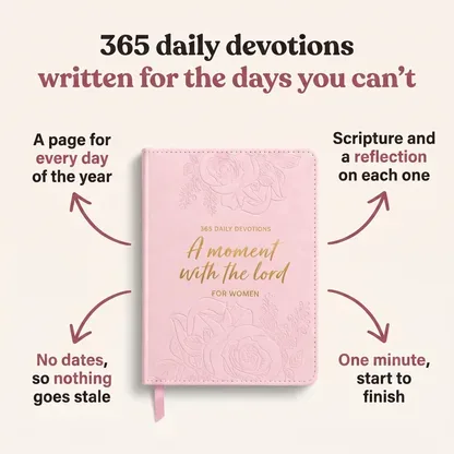 Four labelled arrows pointing to features of the pink devotional
